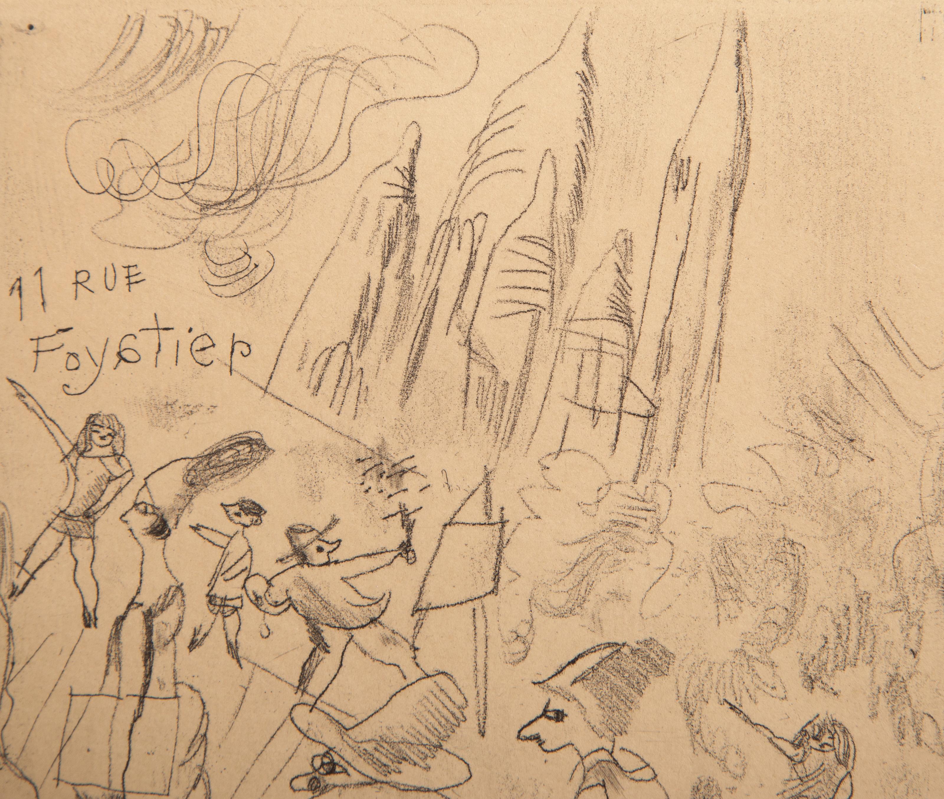 11 Rue Foyatier, Modern Etching by Jules Pascin For Sale 1
