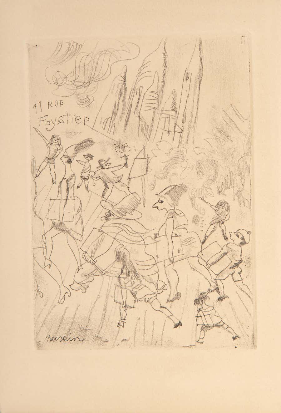 11 Rue Foyatier, Modern Etching by Jules Pascin