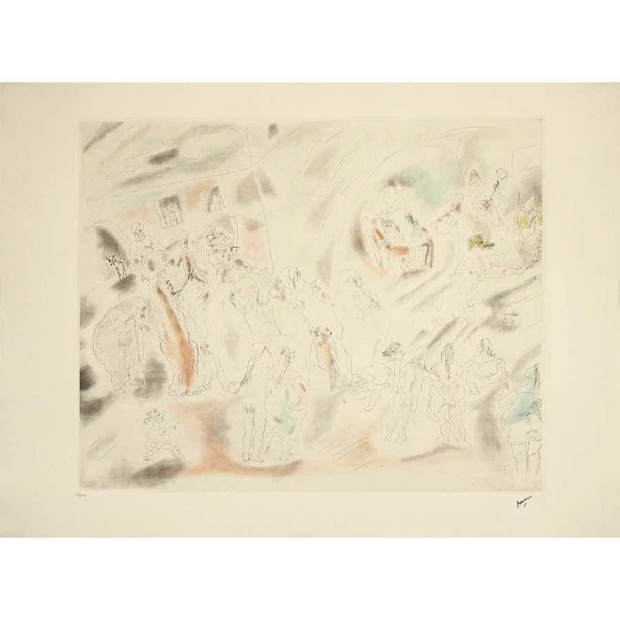 1930 aquatint by Jules Pascin titled Salomé dansant devant le roi Hérode