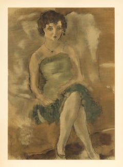 Vintage (after) Jules Pascin - "La Dame en vert" lithograph
