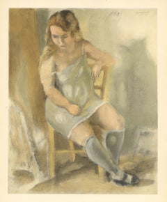 (after) Jules Pascin - "Marcelle a la chemise bleue" lithograph