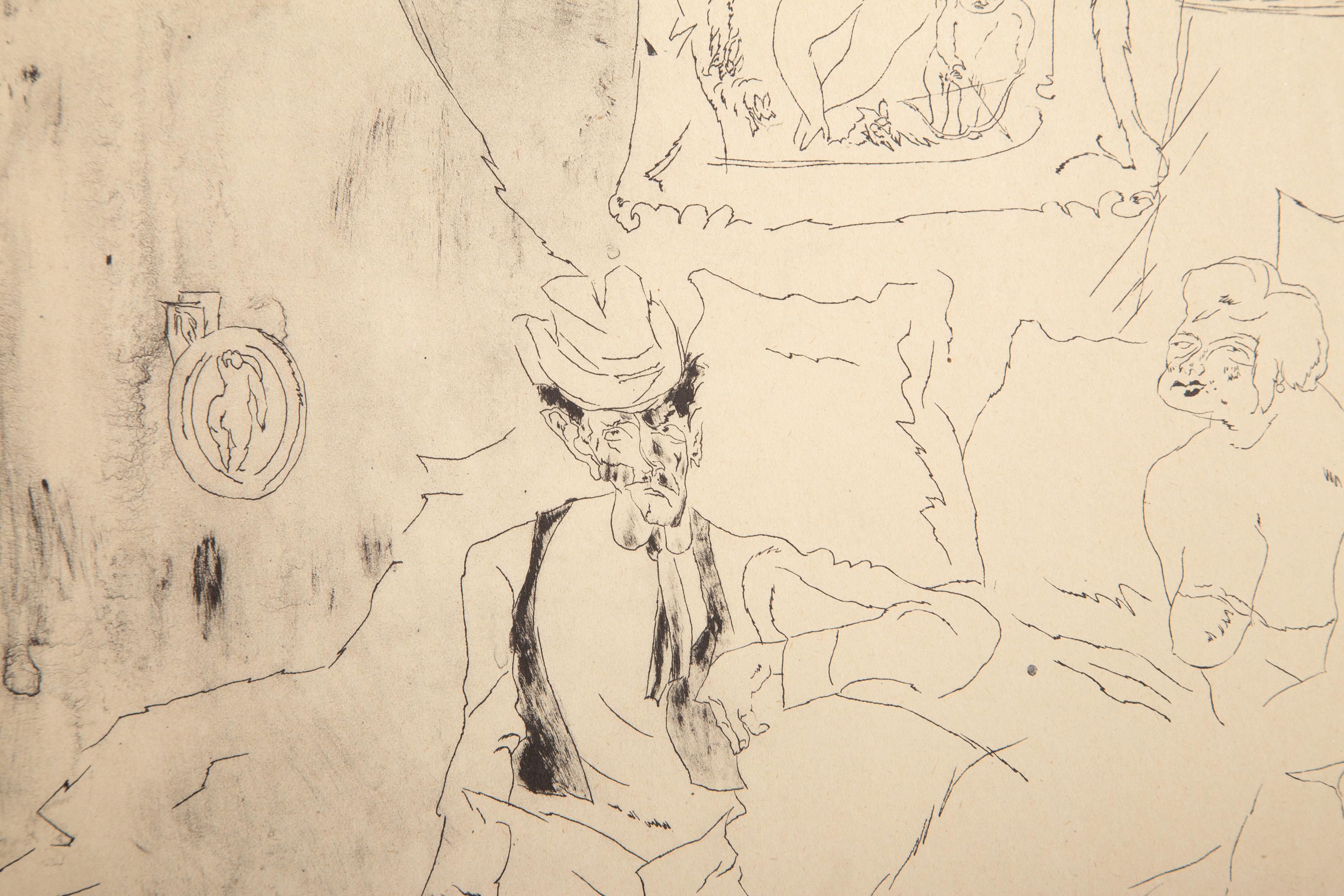La chambre à coucher intérieure, gravure moderne de Jules Pascin en vente 1