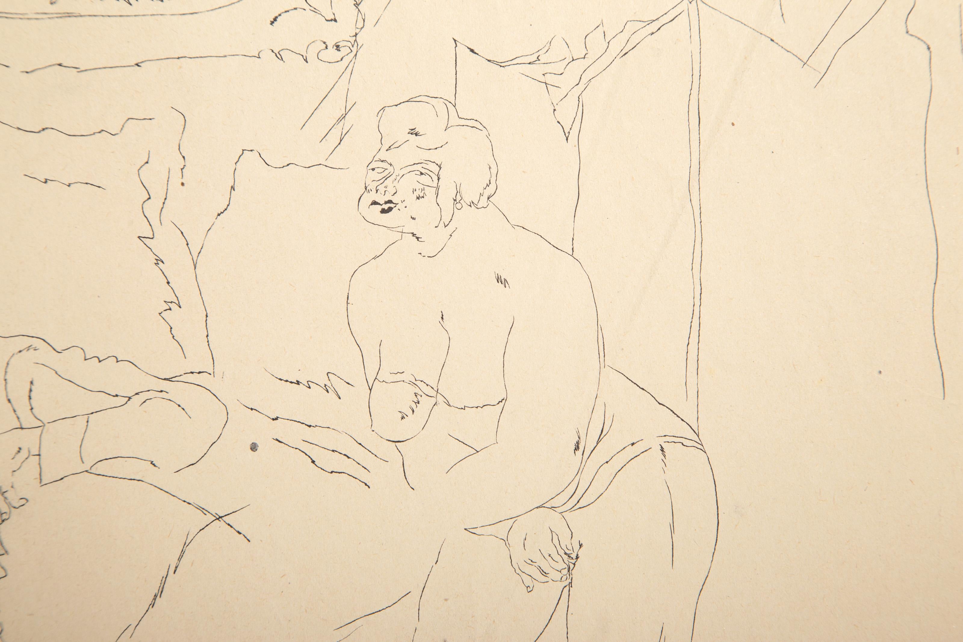 La chambre à coucher intérieure, gravure moderne de Jules Pascin en vente 3