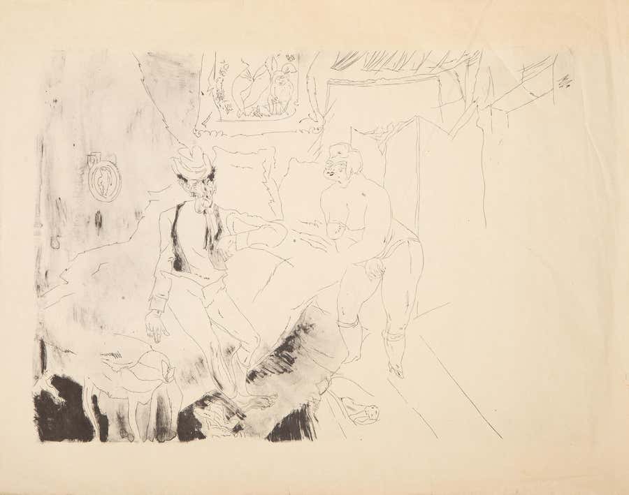 Interior Bedroom, Modern Etching by Jules Pascin