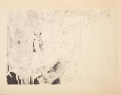 Interior Bedroom, Modern Etching by Jules Pascin