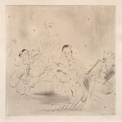 "King Solomon's Verdict" Etching, Linear Drawing, Nudes, Biblical Scene