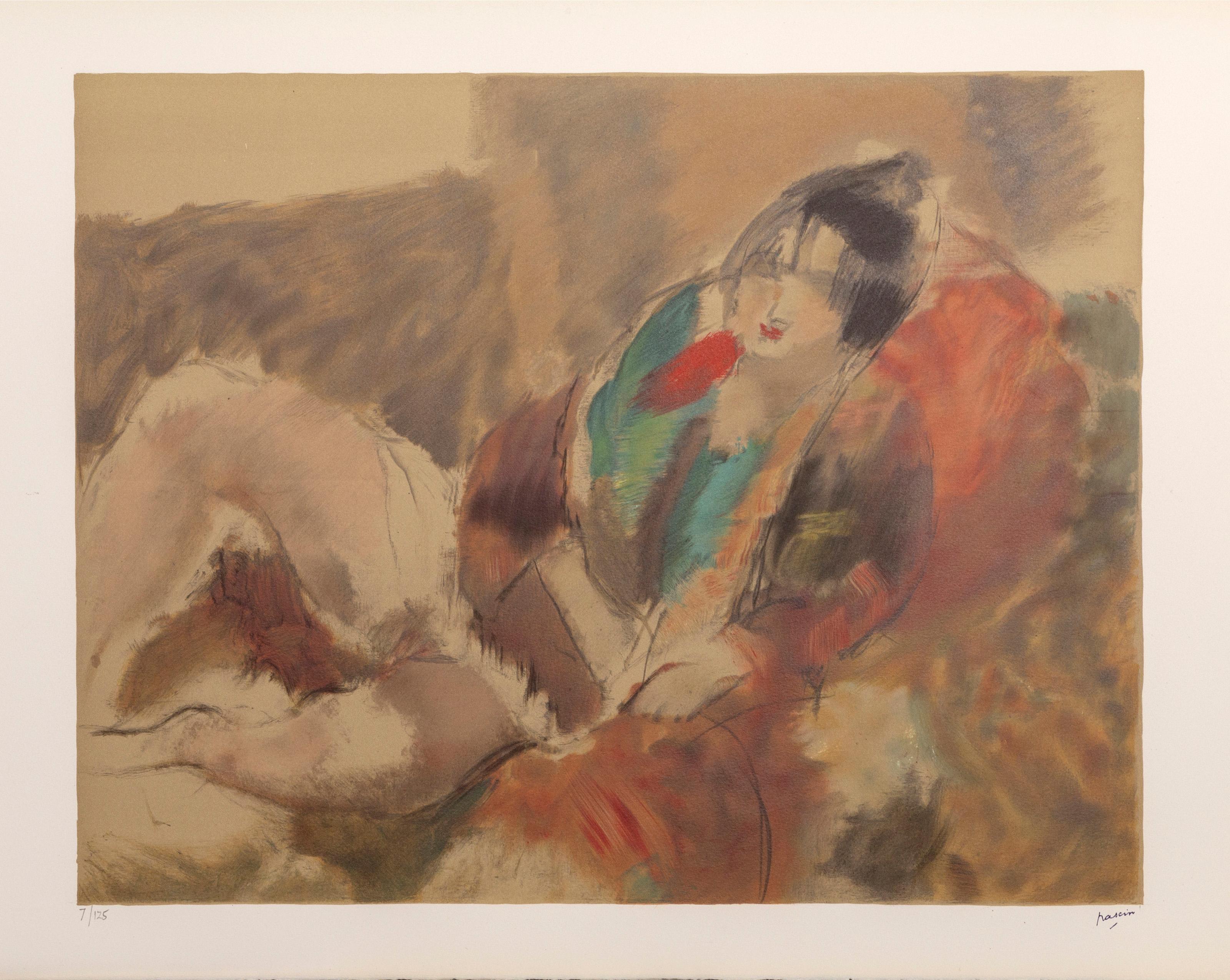 Jules Pascin, After, Bulgarian/French (1885 - 1930) - Marionette, Medium:  Lithograph on Arches, Stamp-Signed and Numbered in pencil, Edition:  125, Size:  21.5 in. x 29 in. (54.61 cm x 73.66 cm), Publisher:  Moroni, New York, Description:  Stamp