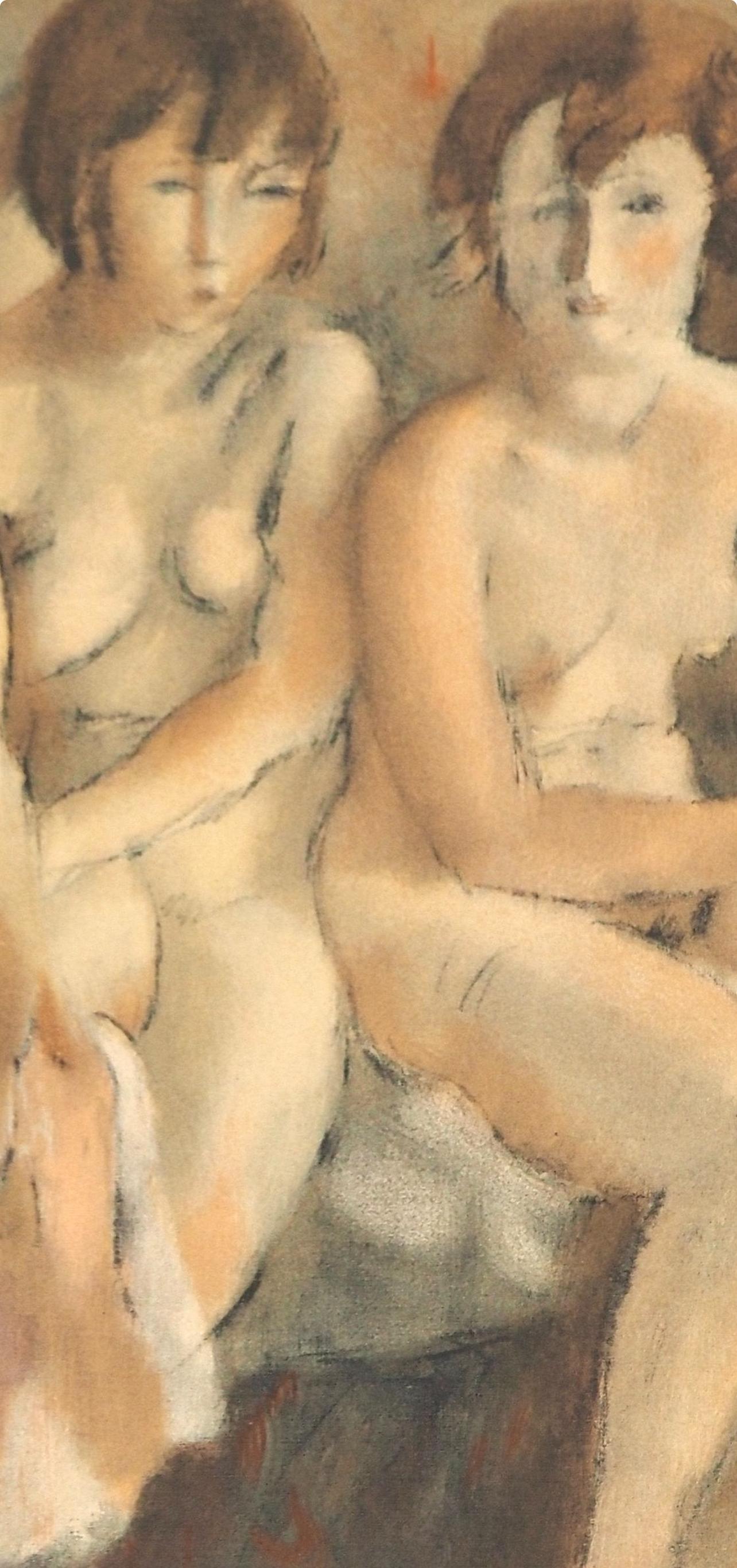 Pascin, Deux nus, Pascin (after) - Brown Figurative Print by Jules Pascin