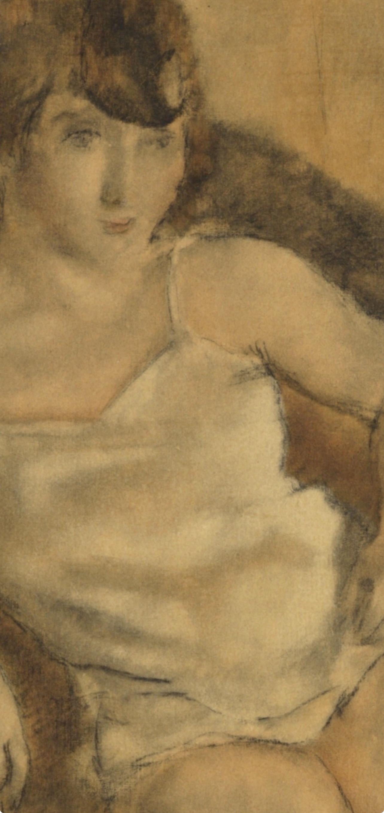 Pascin, Femme dans un fanteuil (après) - Marron Landscape Print par Jules Pascin