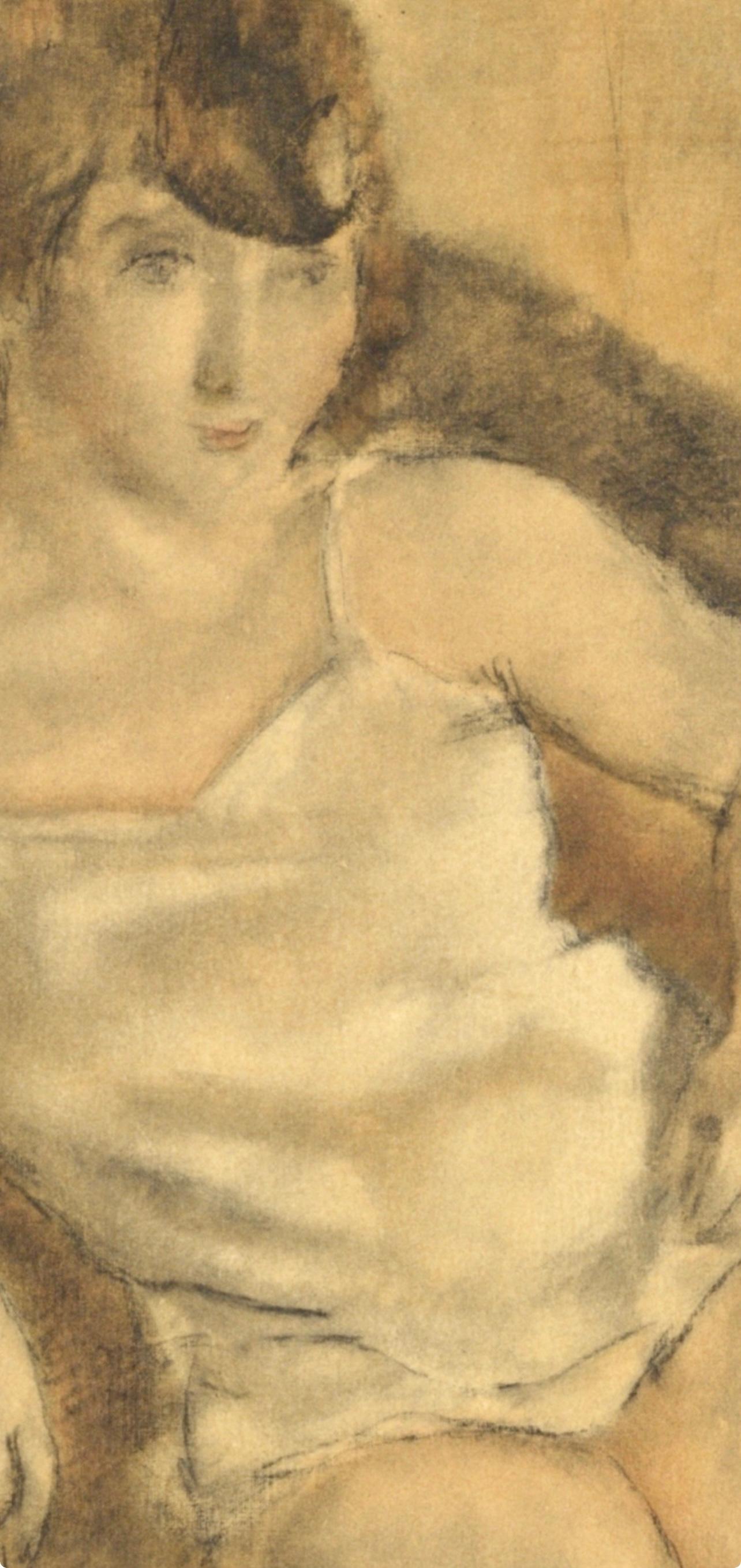 Pascin, Femme dans un fanteuil, Pascin (nach) (Braun), Figurative Print, von Jules Pascin