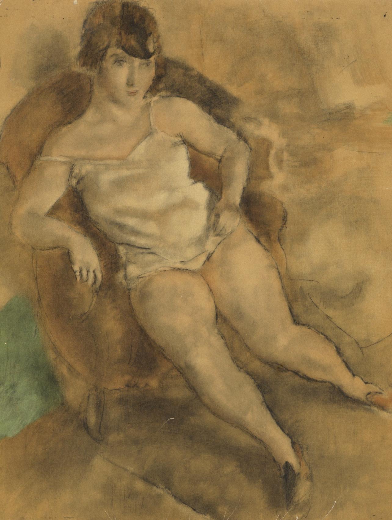 Landscape Print Jules Pascin - Pascin, Femme dans un fanteuil (après)