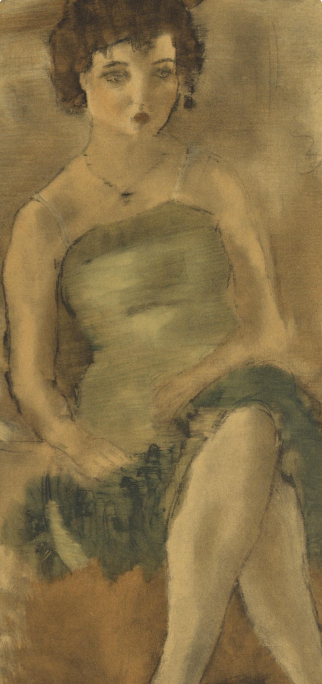 Pascin, La Dame en vert, Pascin (after) - Print by Jules Pascin