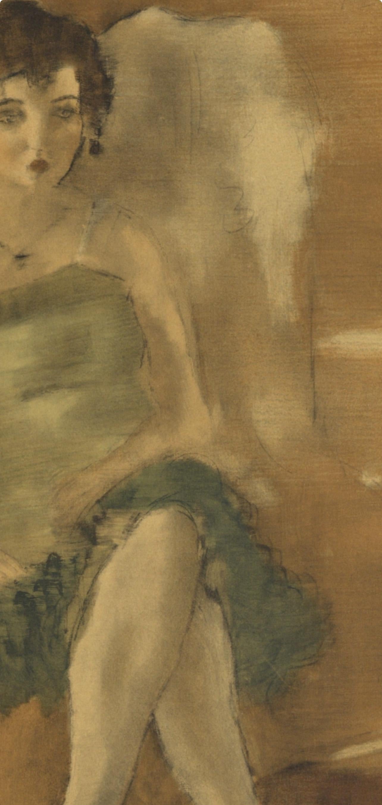 Pascin, La Dame en vert, Pascin (after) - Post-Impressionist Print by Jules Pascin