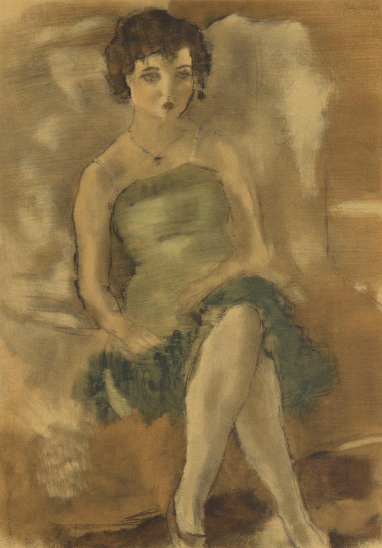 Jules Pascin Figurative Print - Pascin, La Dame en vert, Pascin (after)