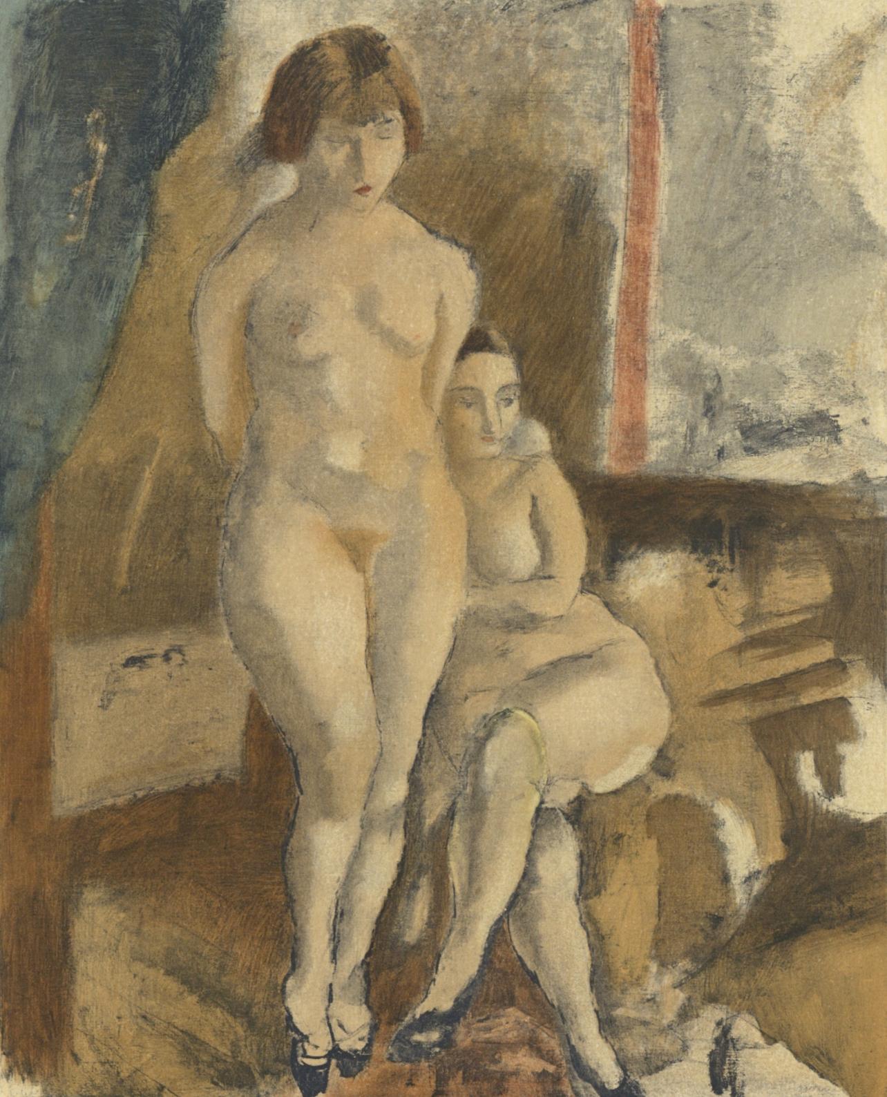 Jules Pascin Landscape Print - Pascin, Les deux modèles, Pascin (after)