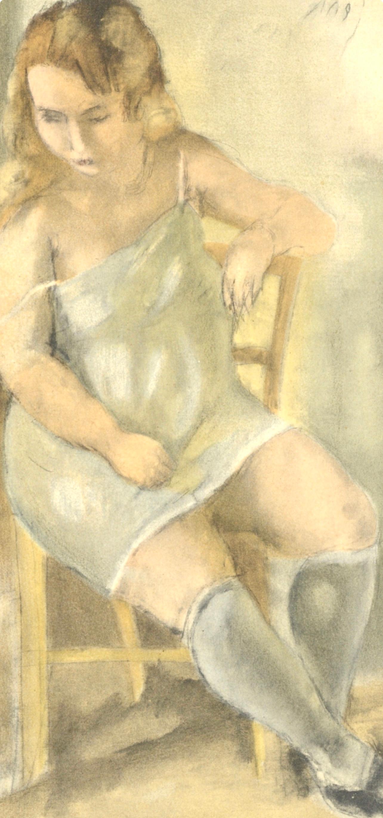 Pascin (tariff free*), Marcelle à la Chemise bleue, Pascin (after) - Print by Jules Pascin