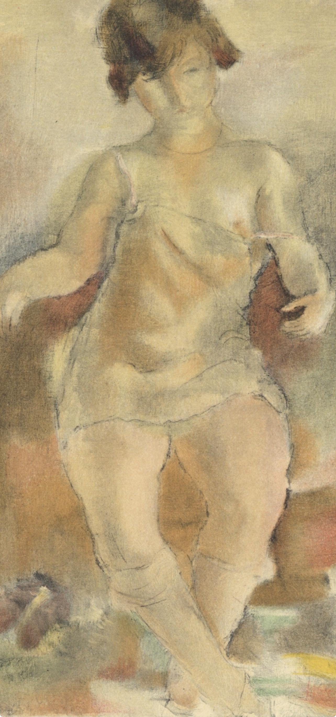 Pascin, Nu à la chemisette rose, Pascin (d'après) - Print de Jules Pascin