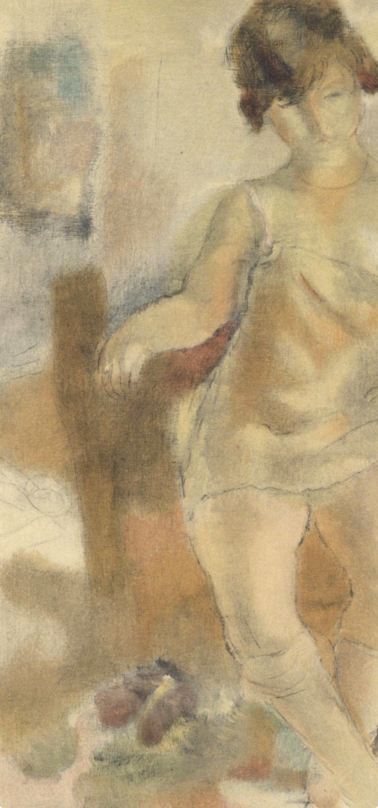 Pascin, Nu à la chemisette rose, Pascin (d'après) - Post-impressionnisme Print par Jules Pascin