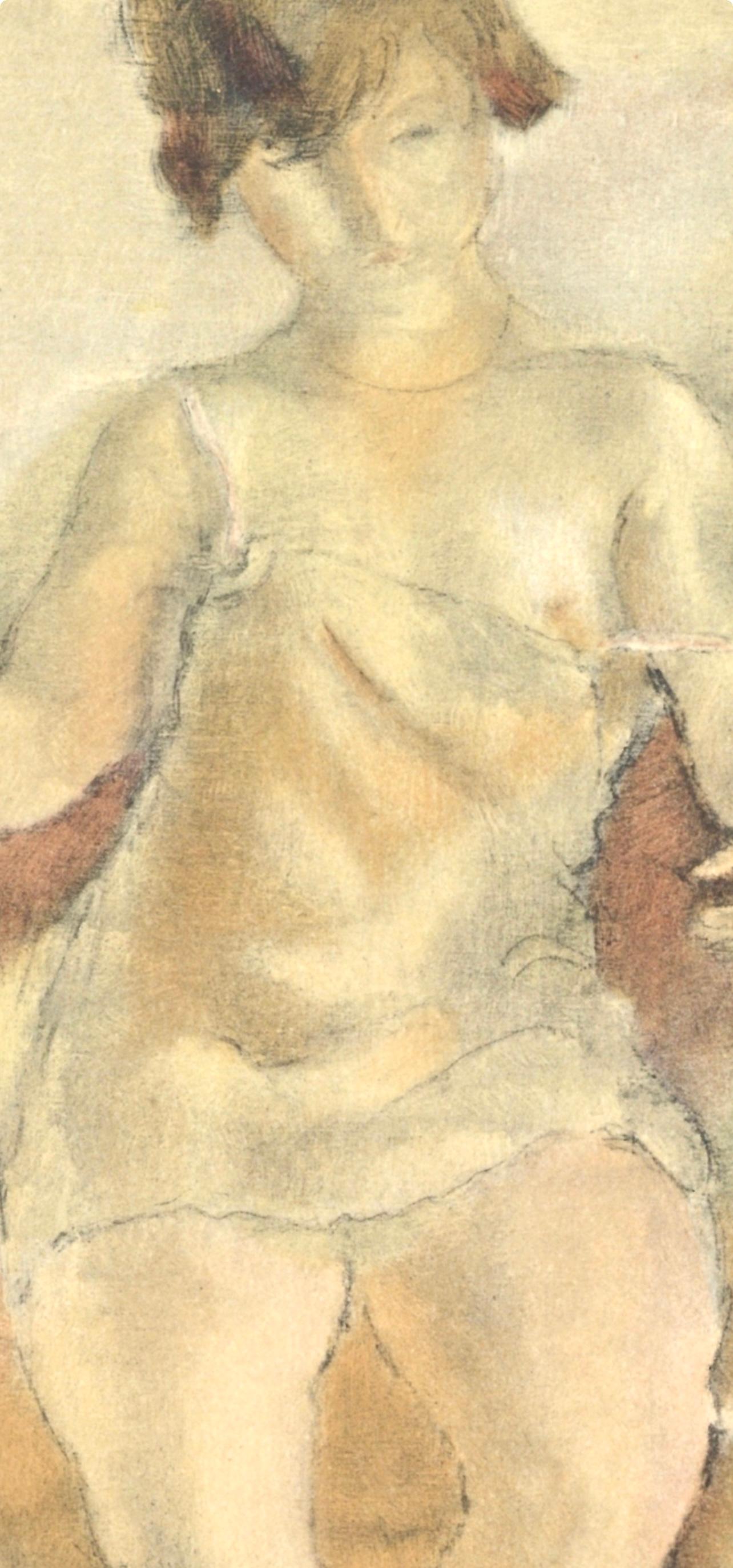 Pascin (tariff free*), Nu à la chemisette rose, Pascin (after) (Beige), Landscape Print, von Jules Pascin