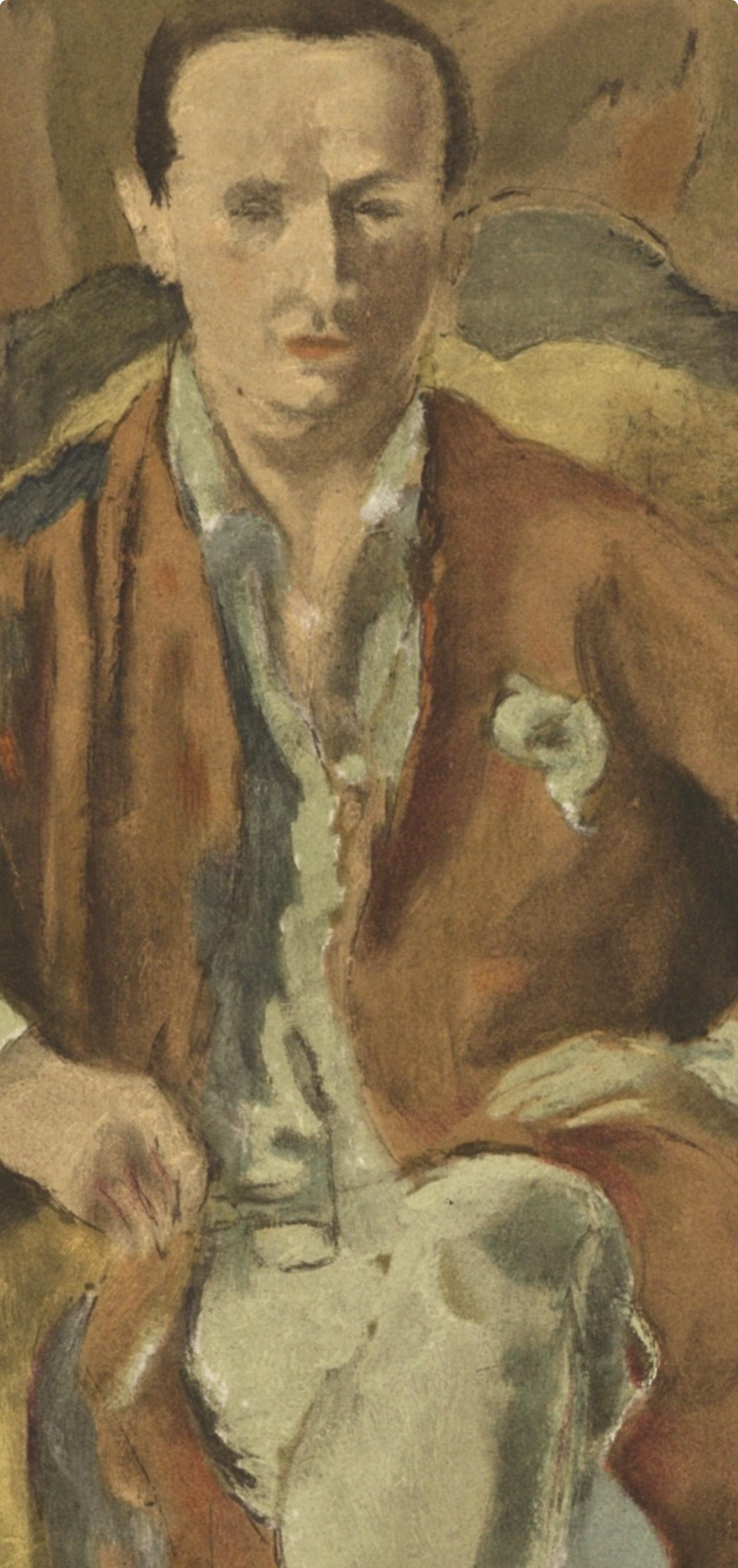 Pascin, Portrait de Daragnès, Pascin (d'après) - Marron Landscape Print par Jules Pascin