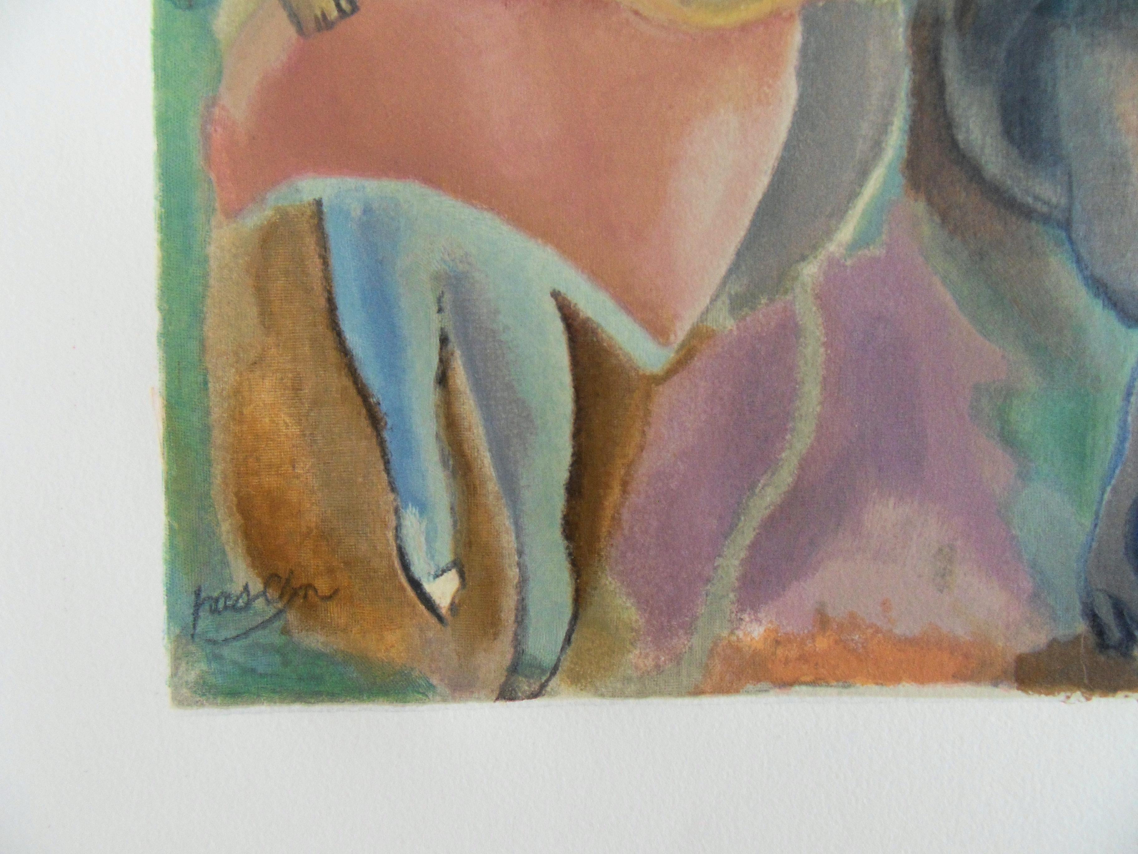 Le sorelle - xilografia originale - 1965 - Print di Jules Pascin