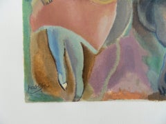 Les sœurs - gravure sur bois originale - 1965