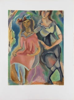 Las Hermanas - xilografía original - 1965