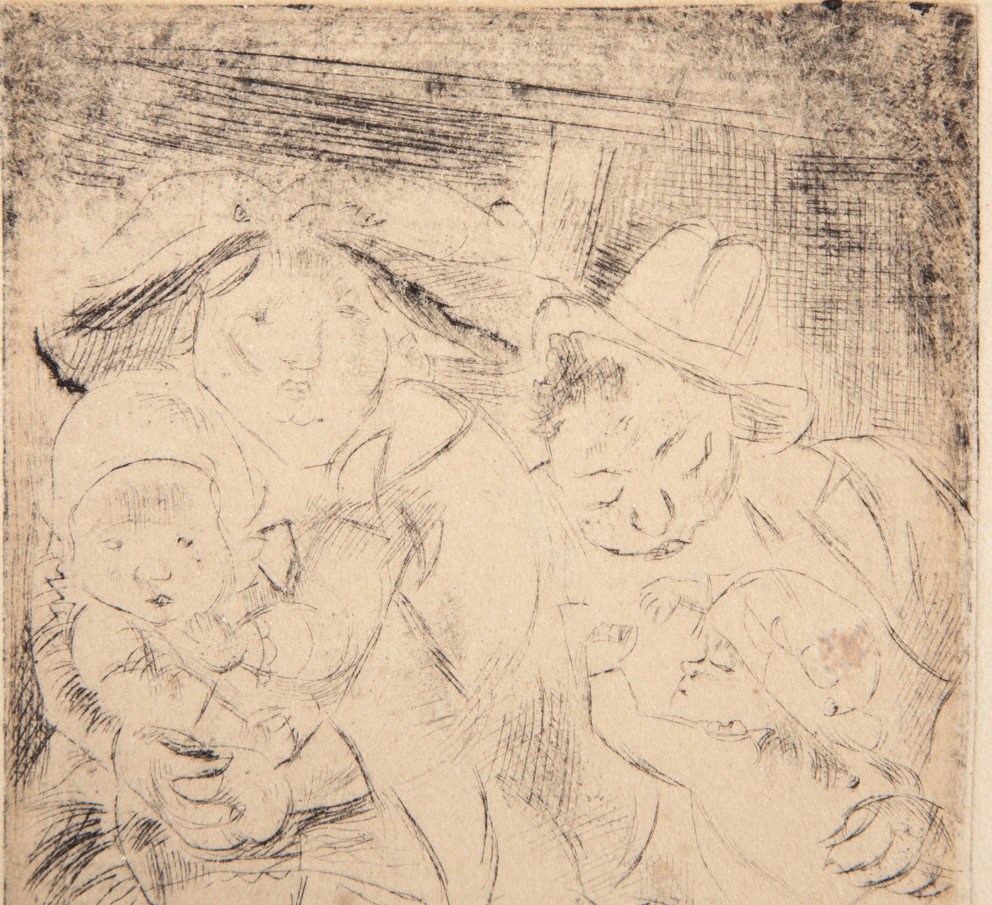 Mujeres y niños, grabado moderno de Jules Pascin en venta 1