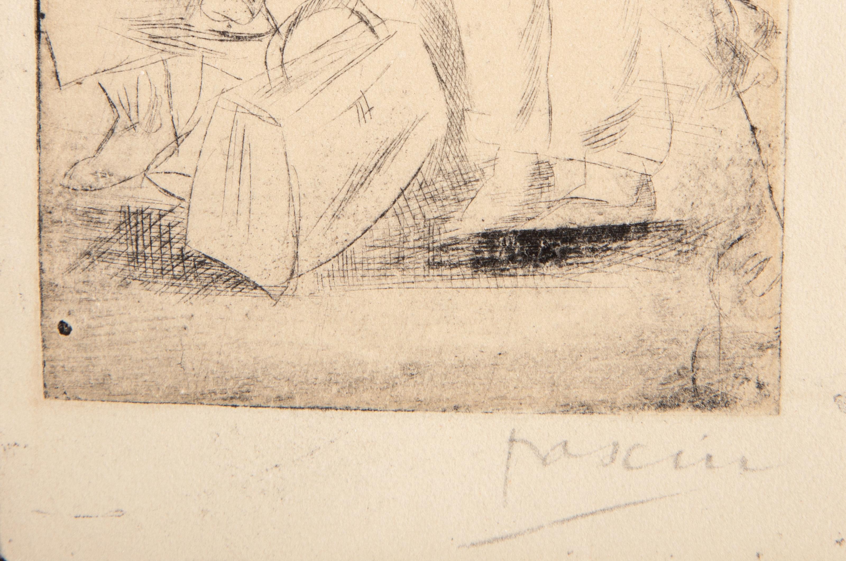 Mujeres y niños, grabado moderno de Jules Pascin en venta 2