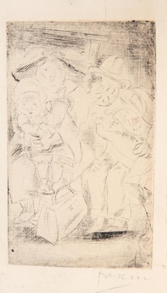 Women and Children, Modern Etching by Jules Pascin