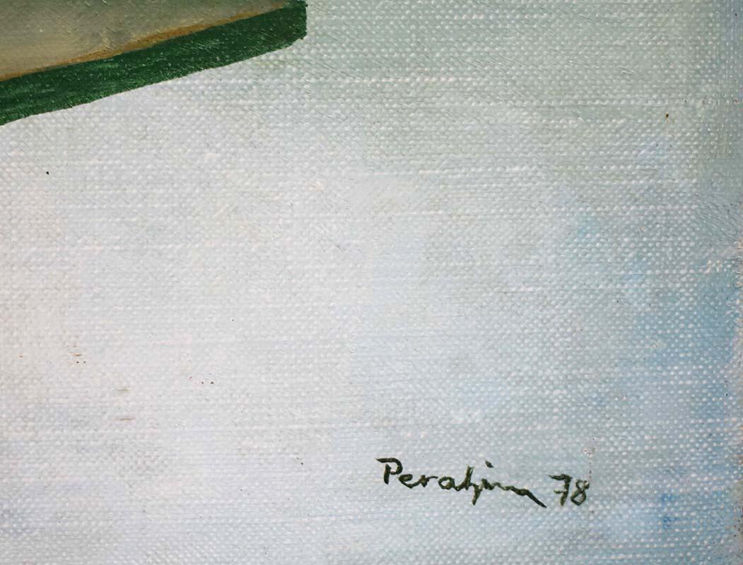 Eine vergessene fliegende Maschine - Rumänisch-französischer Surrealismus (Grau), Figurative Painting, von Jules Perahim