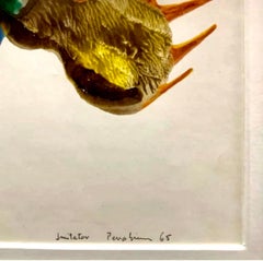 Jules Perahim Surrealism Oil Painting on Paper Romanian French Surrealist Figure