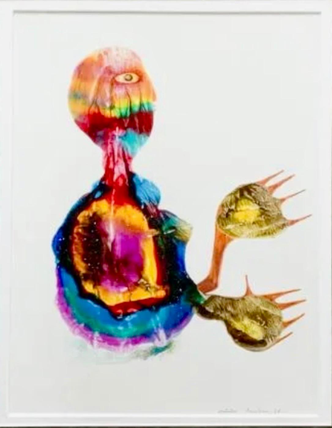 Jules Perahim Surrealism Oil Painting on Paper Romanian French Surrealist Figure For Sale 4