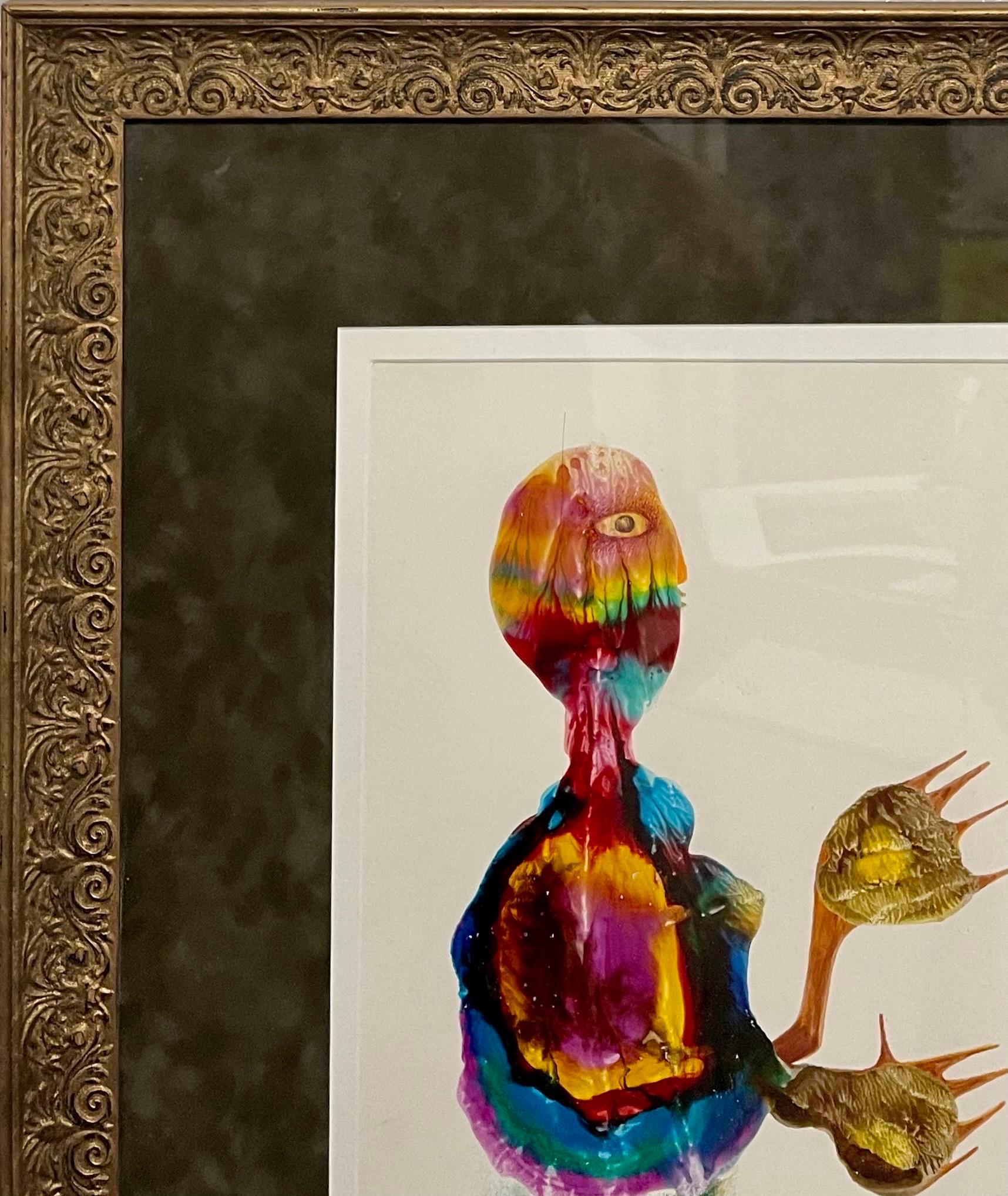 Jules Perahim Surrealism Oil Painting on Paper Romanian French Surrealist Figure For Sale 6