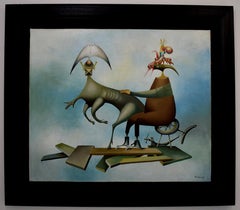 A Forgotten Flying Machine - Oil on Canvas - Romanian French Surrealism
