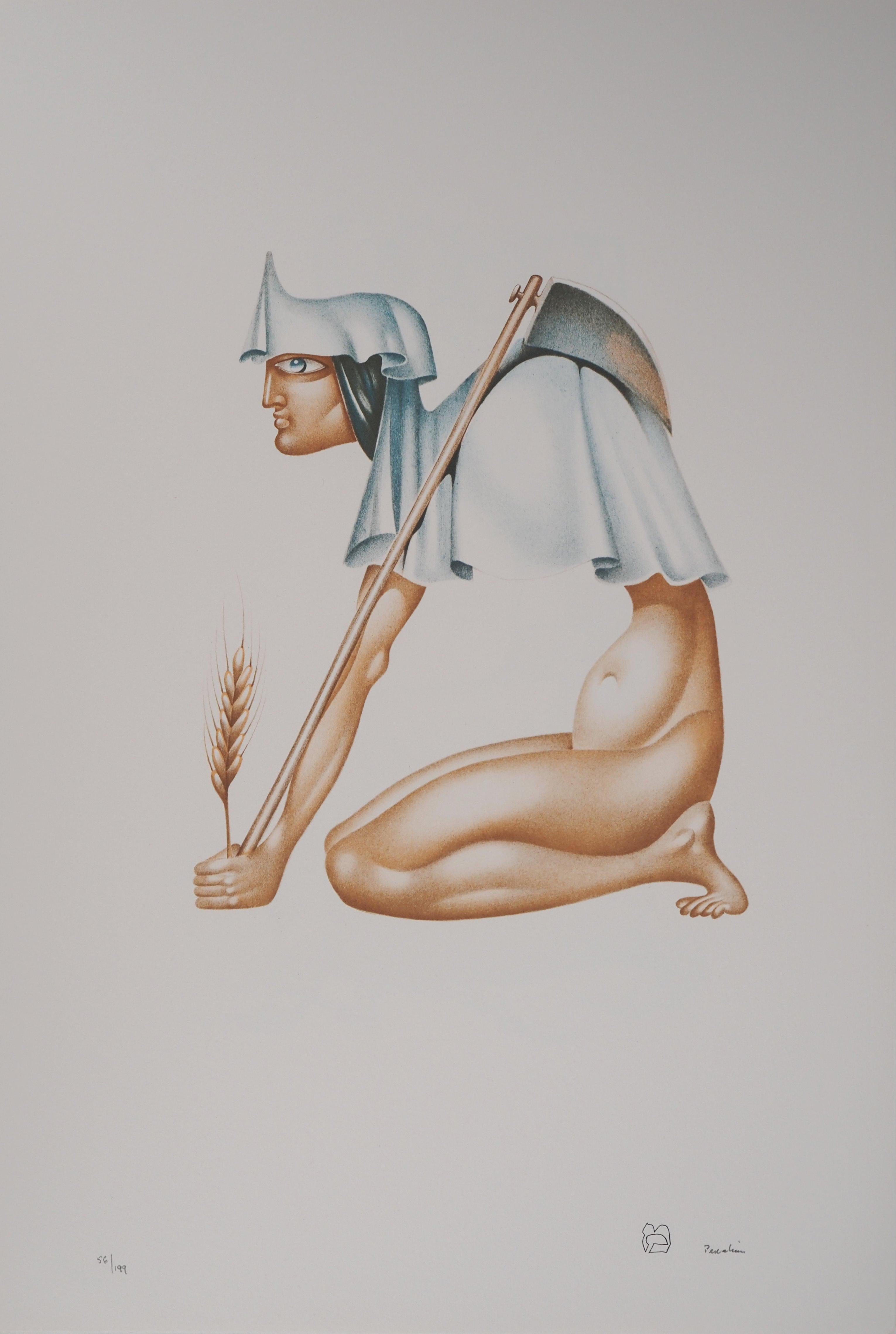 Figurative Print Jules PERAHIM - Good Harvest - Lithographie d'origine, signée