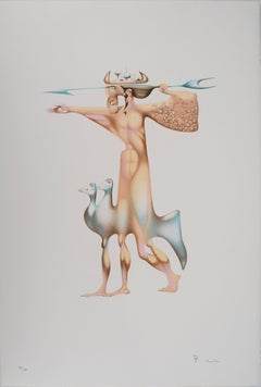 Javelin Man - Original lithograph, Signed