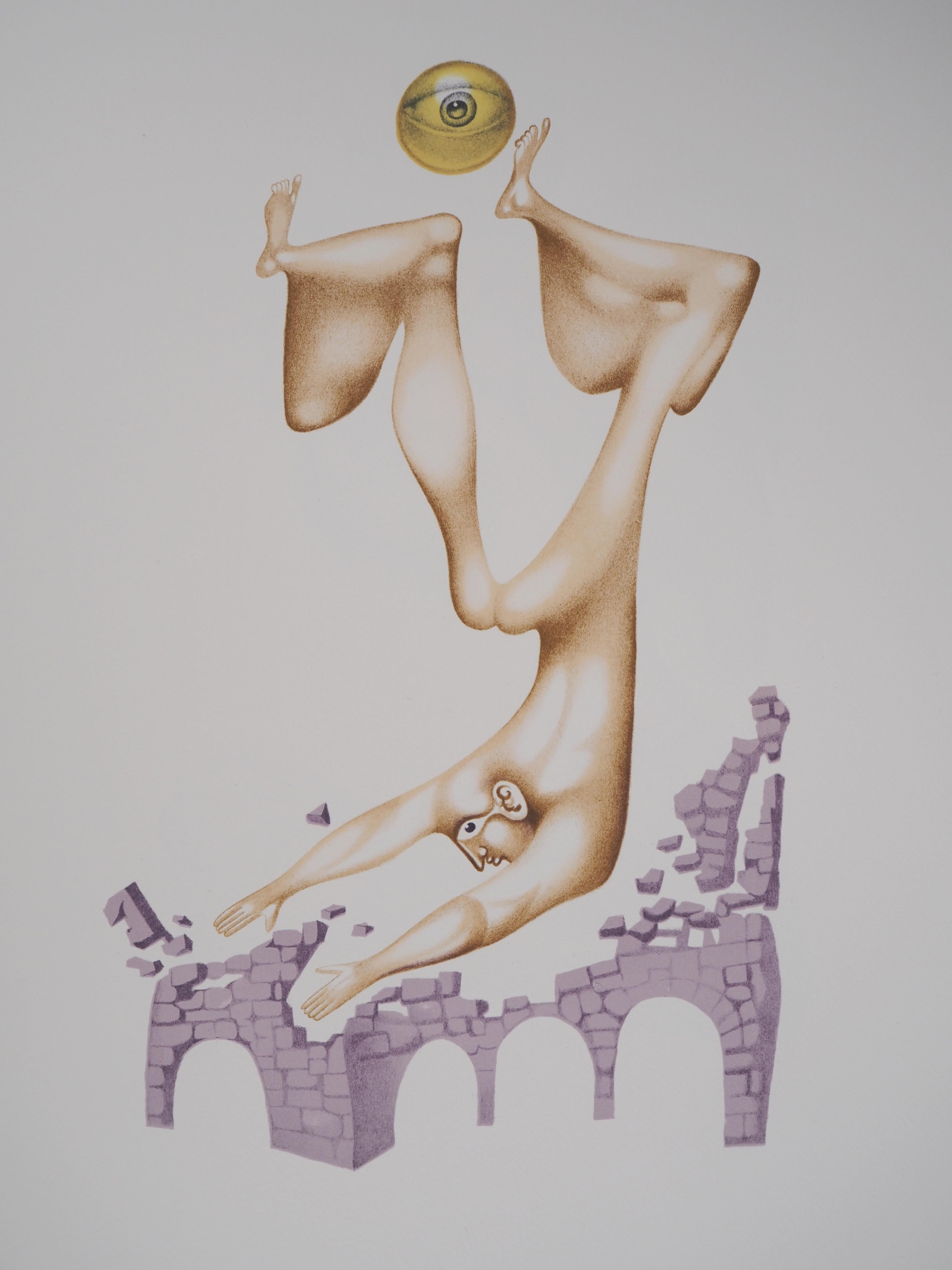 Mystic Acrobat - Original lithograph, Signed - Surrealist Print by Jules PERAHIM