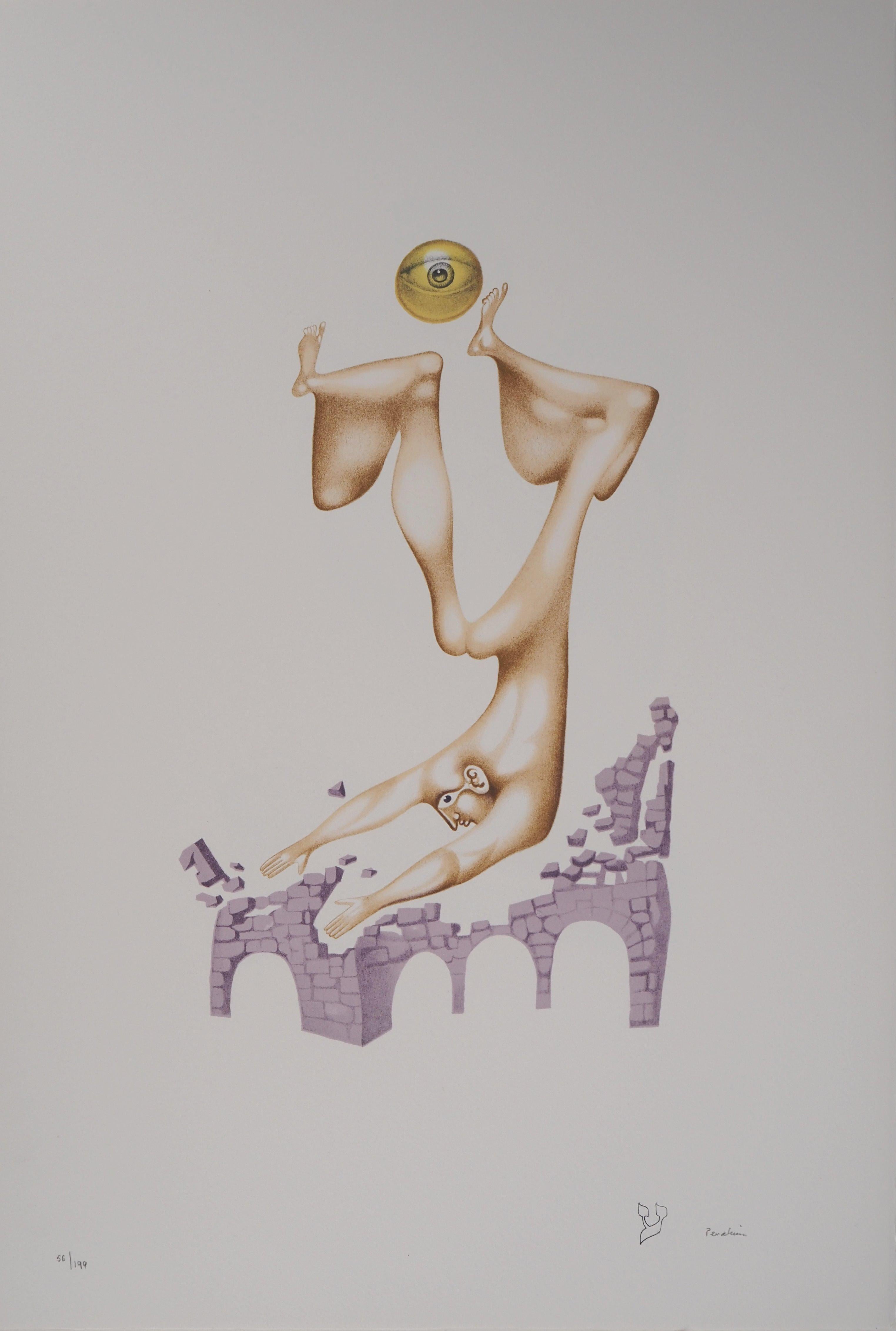 Figurative Print Jules PERAHIM - Acrobat mystique - Lithographie originale, signée