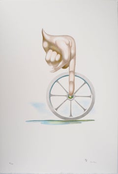 Vintage Surrealist Mecanism (Cycle) - Original lithograph, Signed