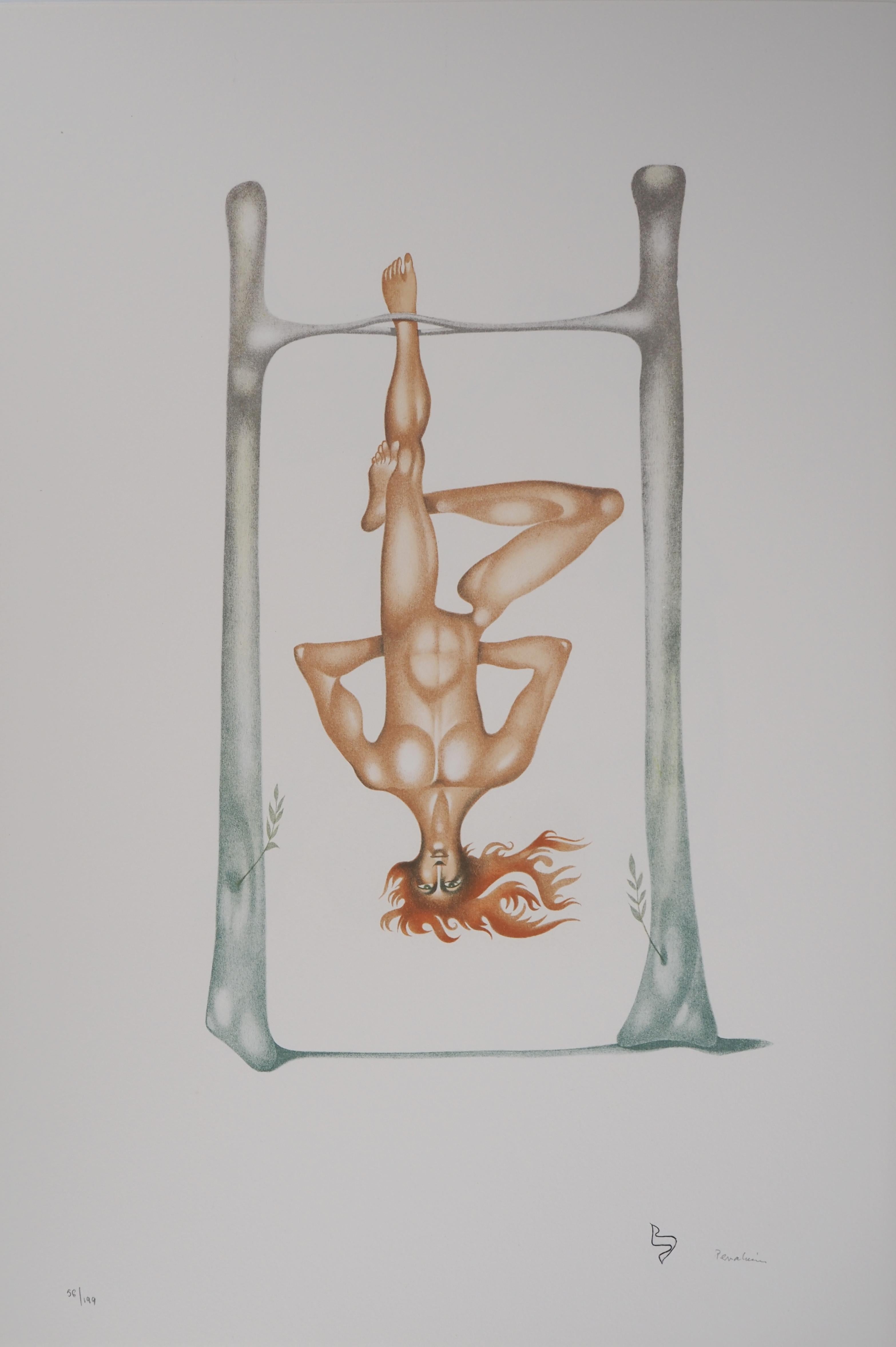 Jules PERAHIM Figurative Print - The Hanged Man (Upside Down) - Original lithograph, Signed