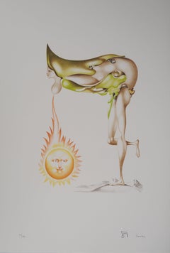 Woman and Sun - Original lithograph, Signed