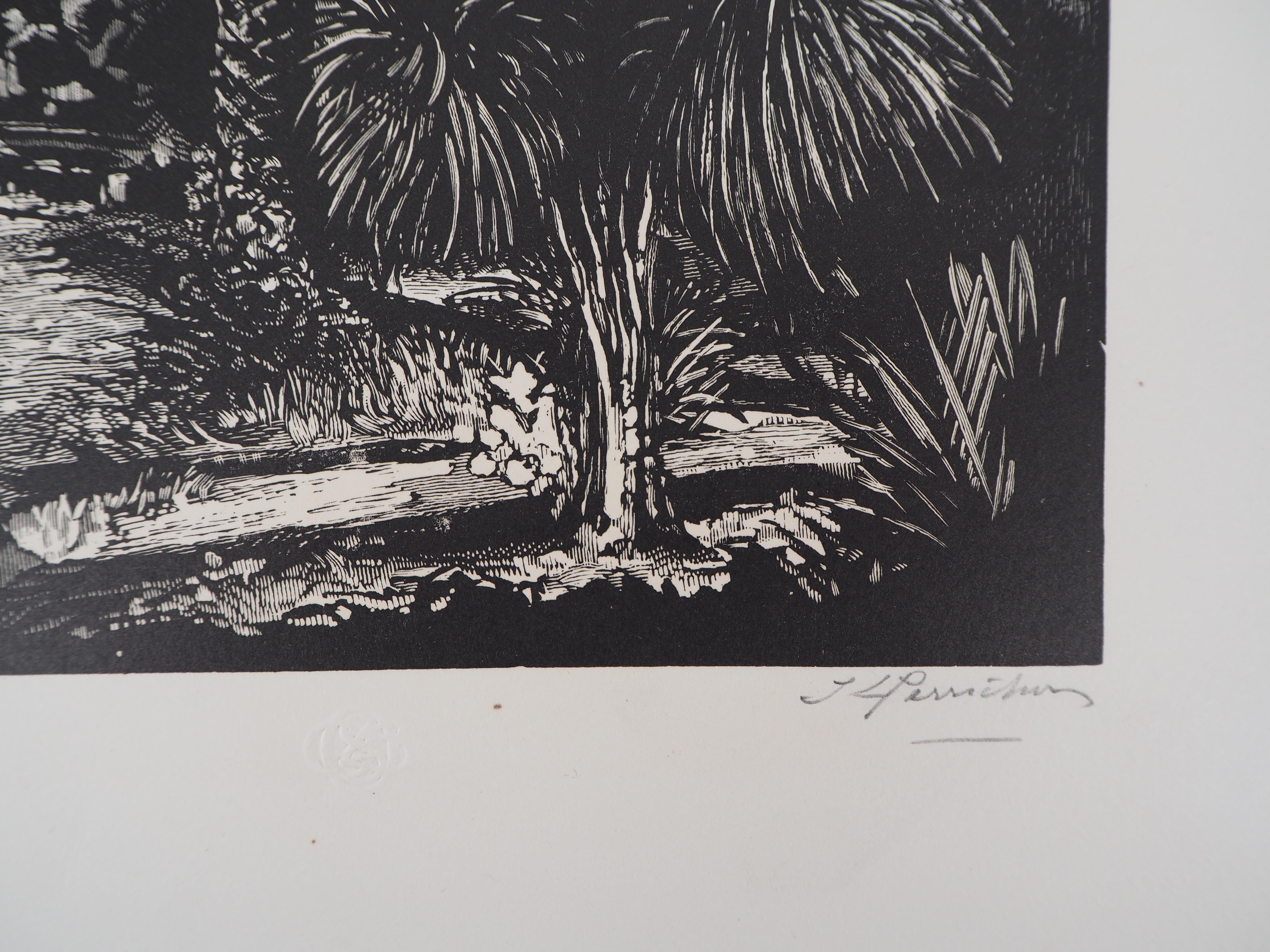 Jules PERRICHON (1866-1946)
Cannes: vista dal California Park, 1928

Xilografia originale
Firmato a matita
Numerato /160
Su pergamena 32,5 x 25,5 cm (circa 13 x 10 pollici)
Porta il timbro a secco dell'editore 