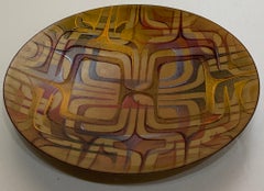 Decorative Enamel Large Vide Poche Charger or Plate Signed Jules Perrin