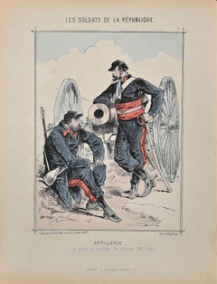 Artiglieria - Litografia originale di Jules Renard - XIX secolo