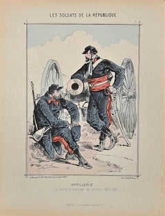 Antique Artillery - Original Lithograph By Jules Renard - 19th Century