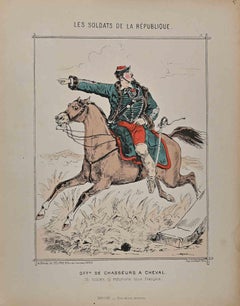 Chasseur à Cheval - Original Lithograph By Jules Renard - 19th Century