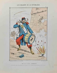 Drummer - Original Lithograph By Jules Renard - 19th Century