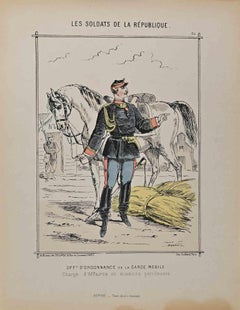 Mobile Guard - Original Lithograph By Jules Renard - 19th Century