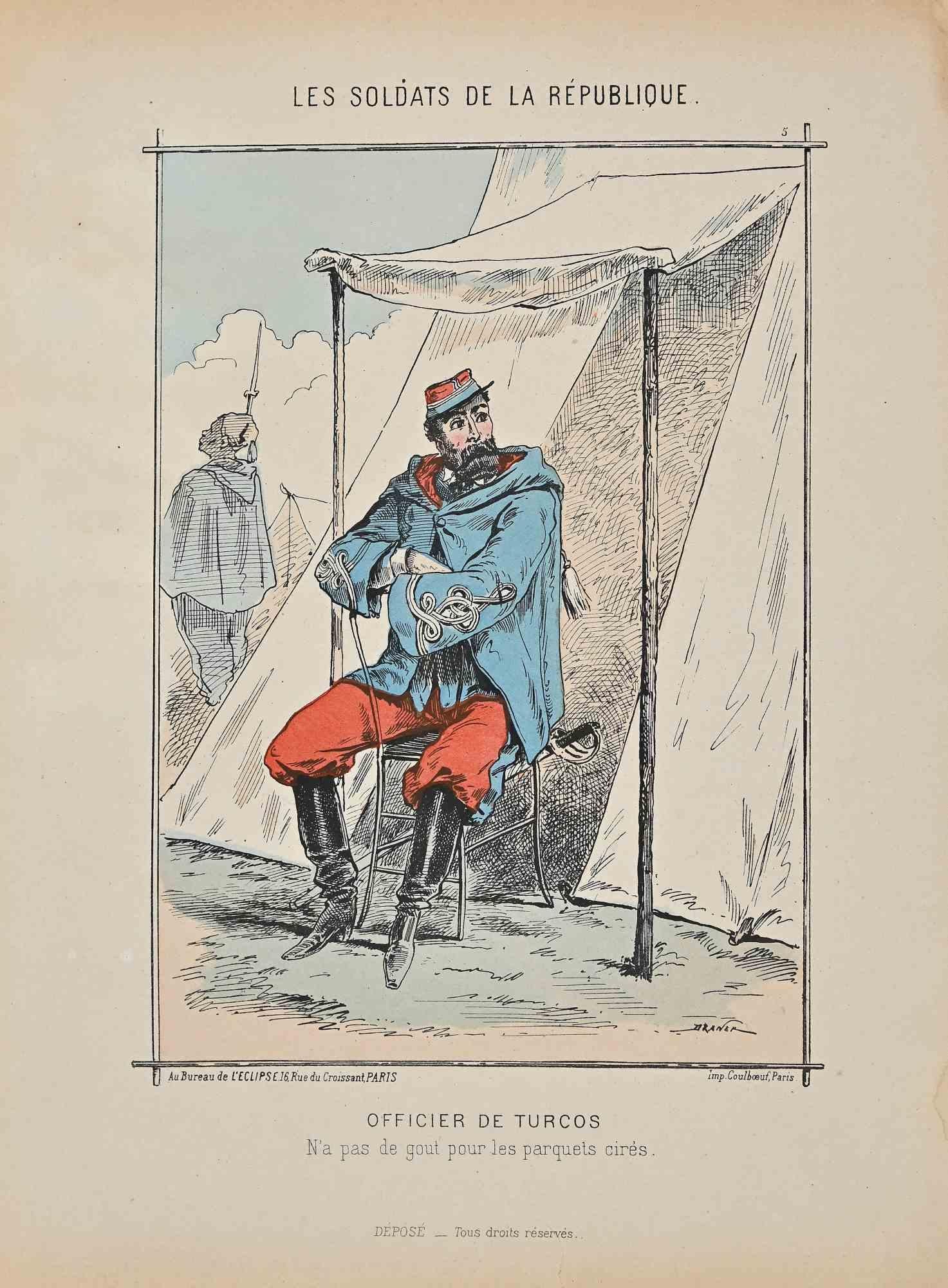 Officer of Turcos - Original Lithograph By Jules Renard - 19th Century